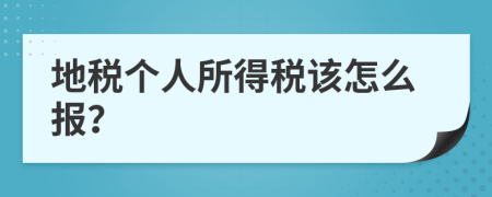 地税个人所得税该怎么报？