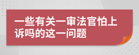 一些有关一审法官怕上诉吗的这一问题