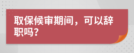 取保候审期间，可以辞职吗？