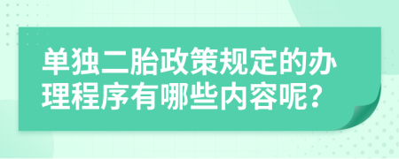 单独二胎政策规定的办理程序有哪些内容呢？