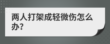 两人打架成轻微伤怎么办？