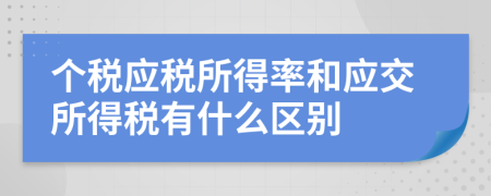 个税应税所得率和应交所得税有什么区别