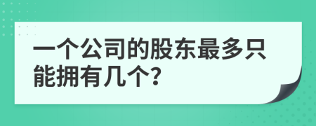 一个公司的股东最多只能拥有几个？