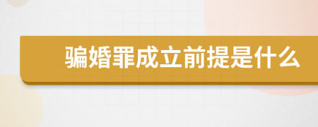 骗婚罪成立前提是什么