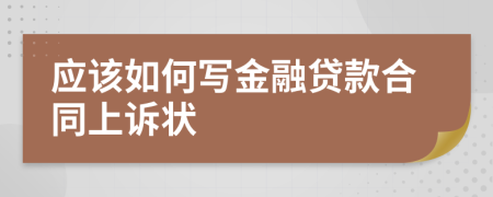 应该如何写金融贷款合同上诉状