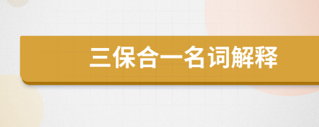 三保合一名词解释