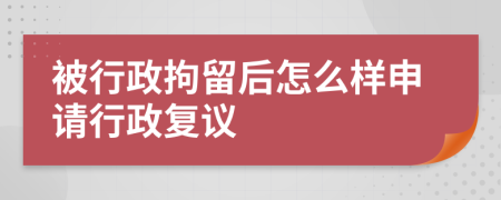 被行政拘留后怎么样申请行政复议