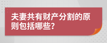 夫妻共有财产分割的原则包括哪些？