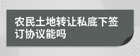 农民土地转让私底下签订协议能吗