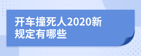 开车撞死人2020新规定有哪些