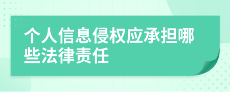 个人信息侵权应承担哪些法律责任