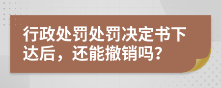 行政处罚处罚决定书下达后，还能撤销吗？