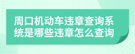 周口机动车违章查询系统是哪些违章怎么查询