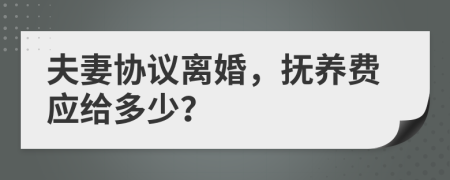 夫妻协议离婚，抚养费应给多少？