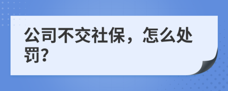 公司不交社保，怎么处罚？