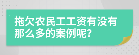 拖欠农民工工资有没有那么多的案例呢？