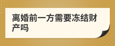 离婚前一方需要冻结财产吗