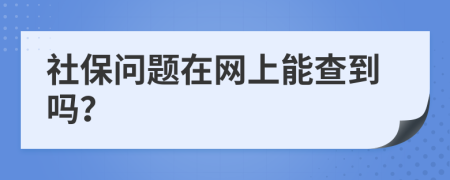 社保问题在网上能查到吗？