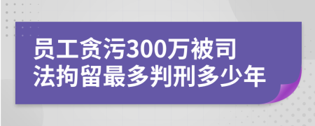 员工贪污300万被司法拘留最多判刑多少年