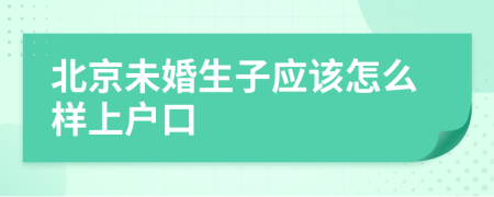 北京未婚生子应该怎么样上户口