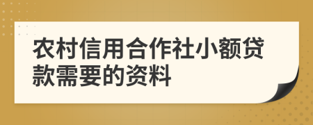 农村信用合作社小额贷款需要的资料