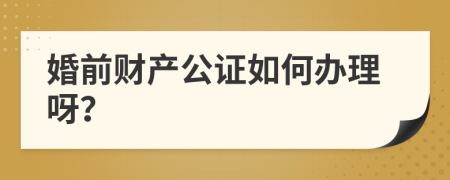 婚前财产公证如何办理呀？