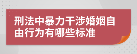 刑法中暴力干涉婚姻自由行为有哪些标准