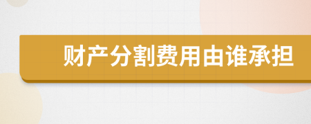 财产分割费用由谁承担