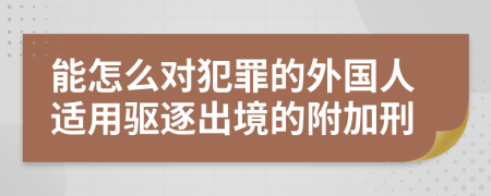 能怎么对犯罪的外国人适用驱逐出境的附加刑