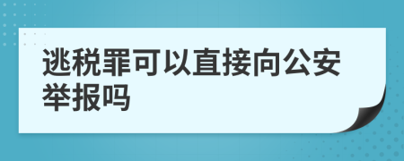 逃税罪可以直接向公安举报吗