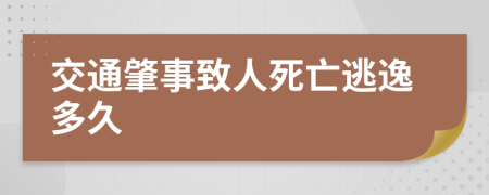 交通肇事致人死亡逃逸多久