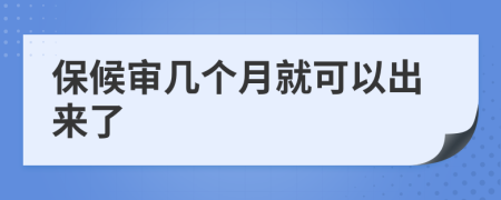 保候审几个月就可以出来了