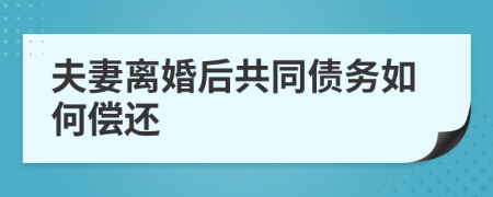 夫妻离婚后共同债务如何偿还