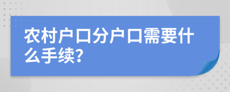 农村户口分户口需要什么手续？