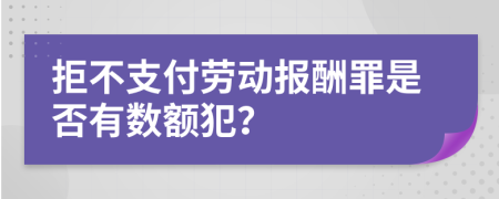 拒不支付劳动报酬罪是否有数额犯？