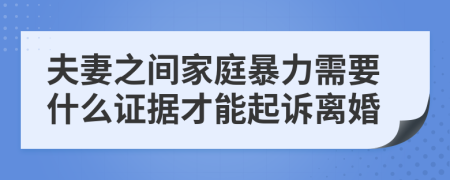 夫妻之间家庭暴力需要什么证据才能起诉离婚