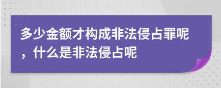 多少金额才构成非法侵占罪呢，什么是非法侵占呢