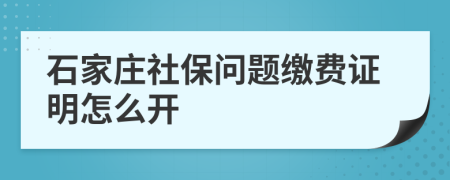 石家庄社保问题缴费证明怎么开