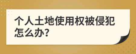个人土地使用权被侵犯怎么办？