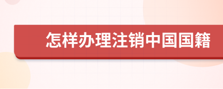 怎样办理注销中国国籍