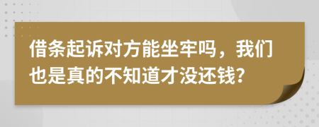 借条起诉对方能坐牢吗，我们也是真的不知道才没还钱？