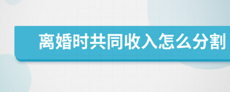 离婚时共同收入怎么分割