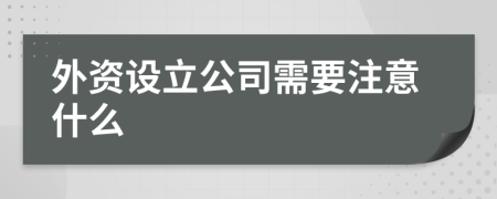 外资设立公司需要注意什么