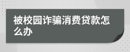 被校园诈骗消费贷款怎么办