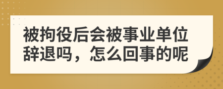 被拘役后会被事业单位辞退吗，怎么回事的呢