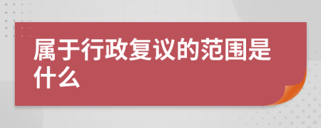 属于行政复议的范围是什么