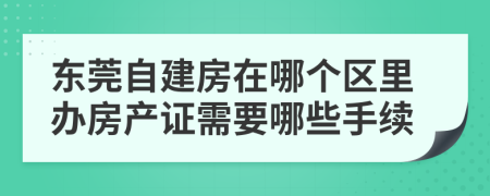 东莞自建房在哪个区里办房产证需要哪些手续