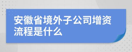 安徽省境外子公司增资流程是什么