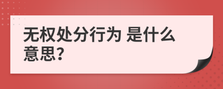  无权处分行为 是什么意思？