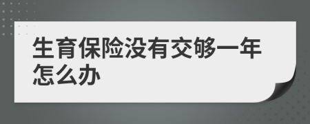 生育保险没有交够一年怎么办